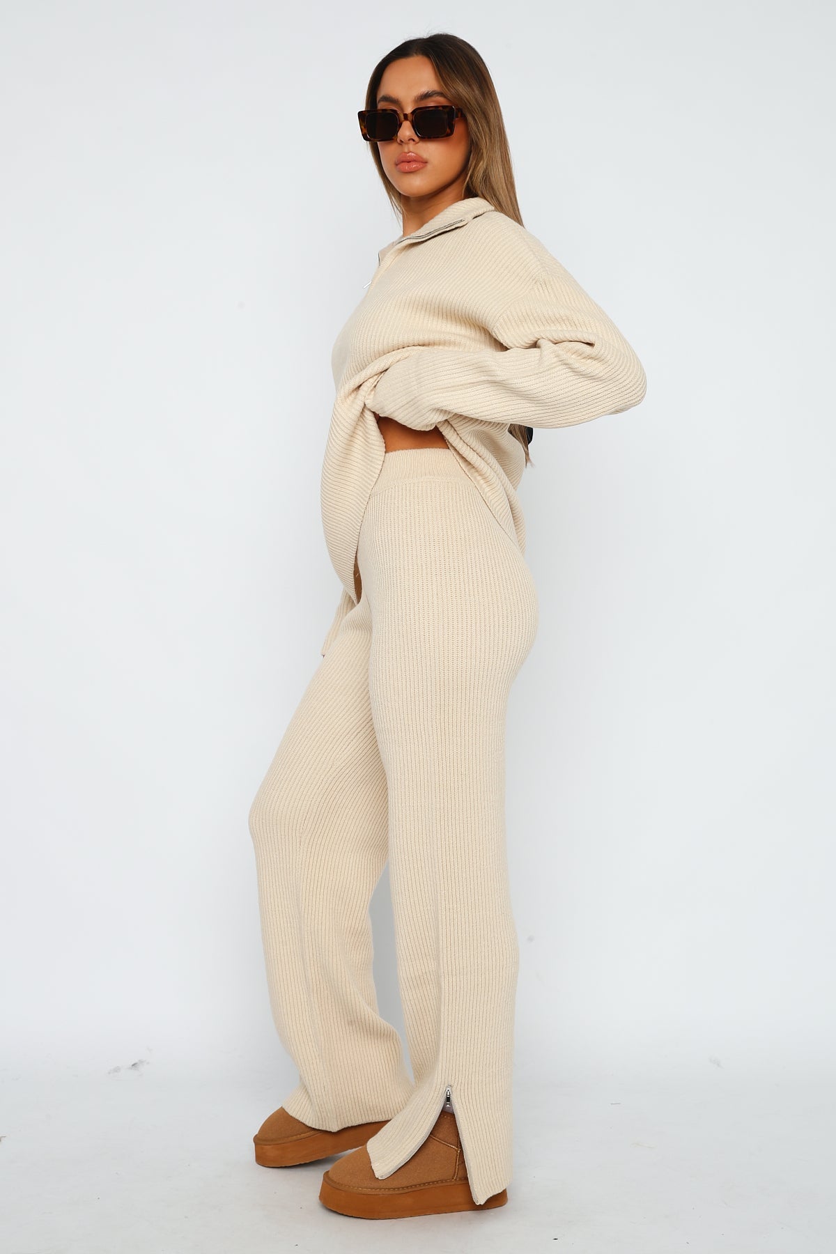 ELIA KNIT PANTS - BEIGE