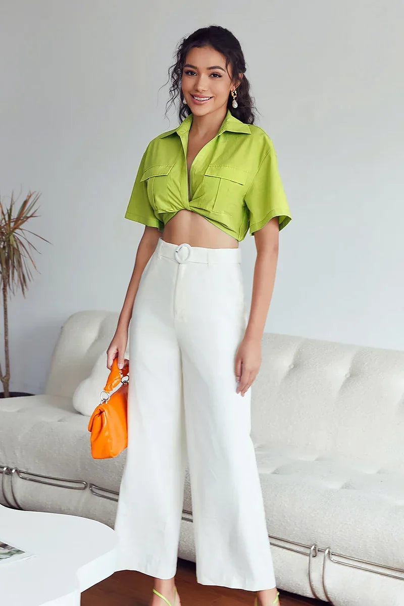 Kay Twisted Crop Linen Blouse