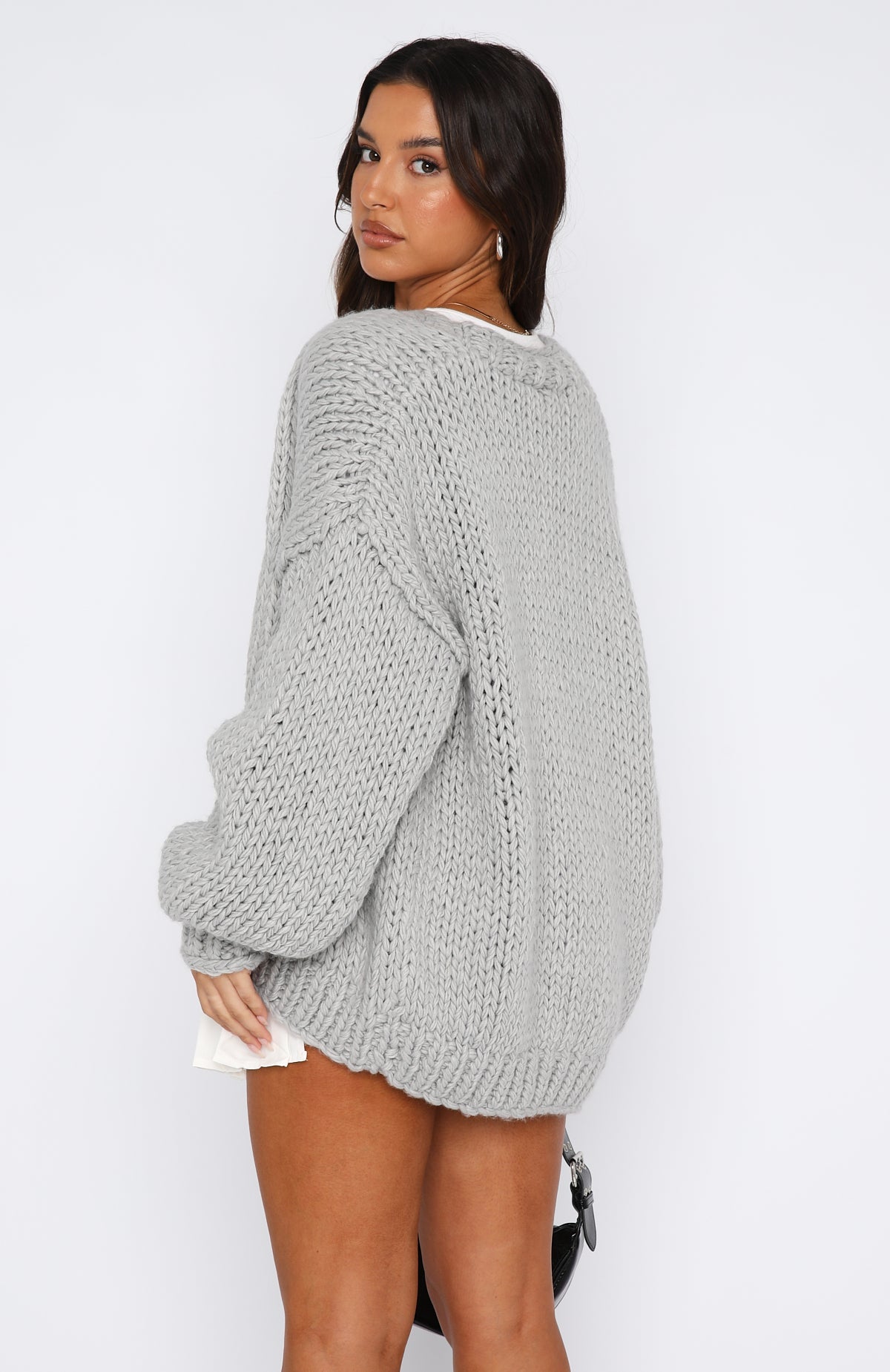 MIKAELA KNIT CARDIGAN - GREY MARLE