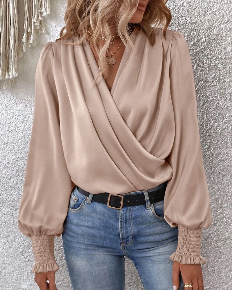 Sophia | Women's Wrap Blouse | Long Sleeve Top