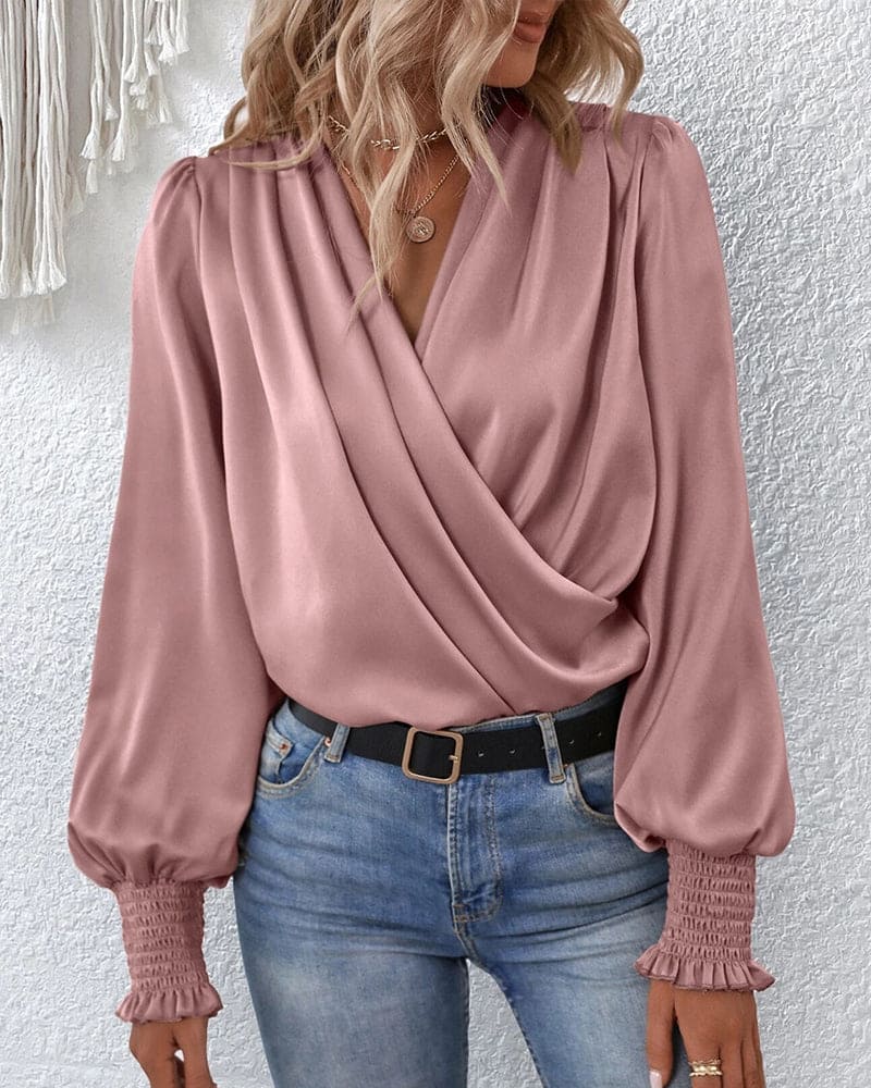 Sophia | Women's Wrap Blouse | Long Sleeve Top