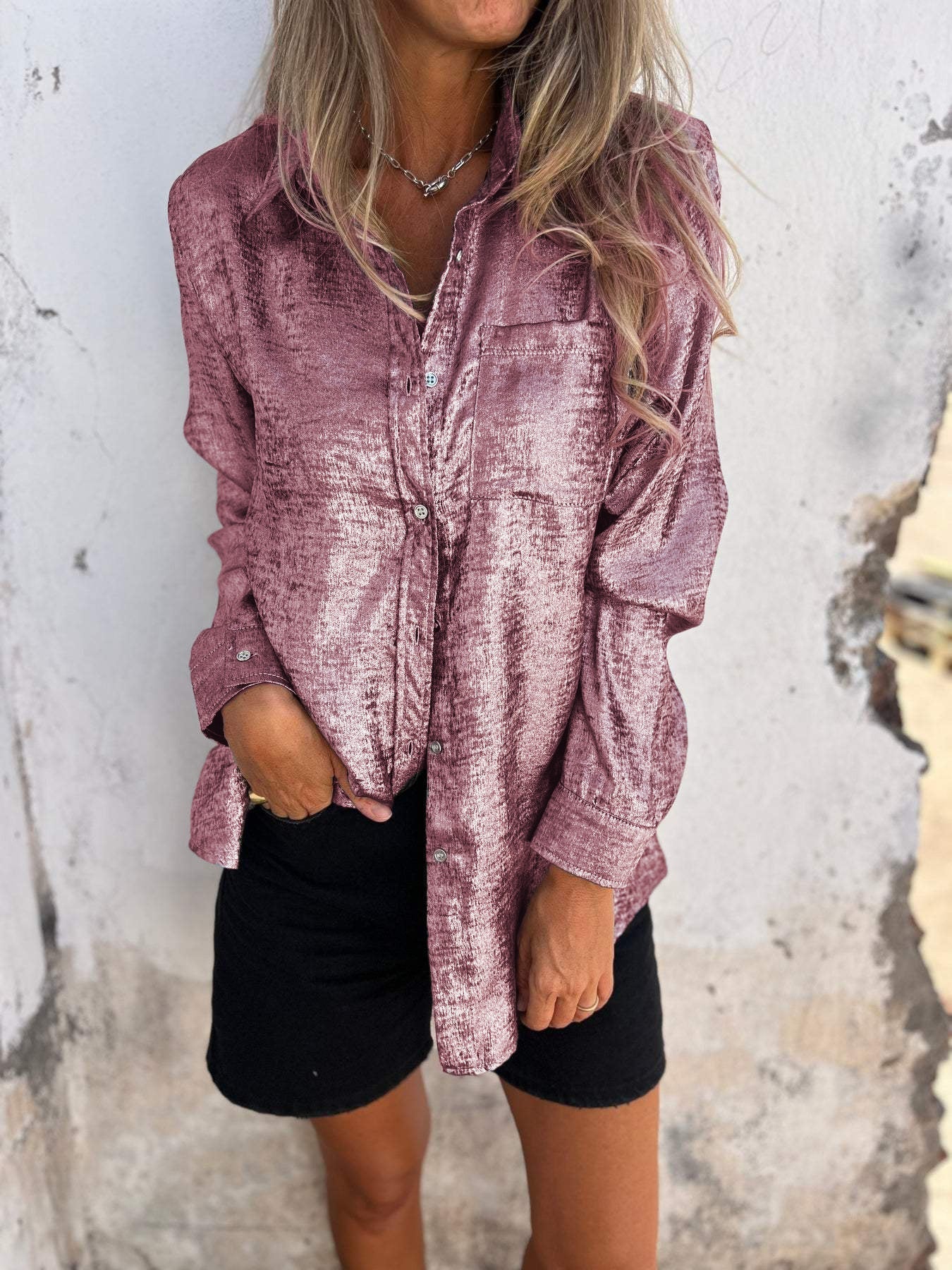 Sophia | Women's Shimmering Button-Up Blouse | Relaxed Blouse