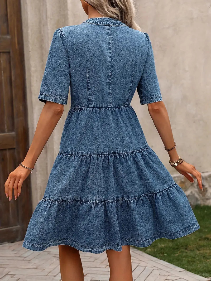 Alexia | Denim Ruffled Dress