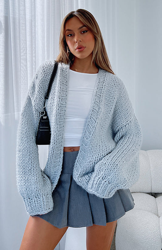 MIKAELA KNIT CARDIGAN - GREY MARLE