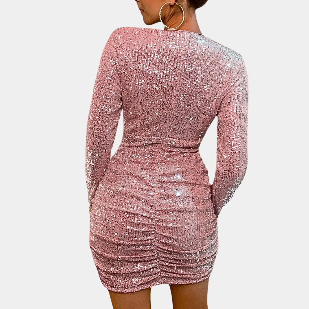 Amelia | Long-Sleeve Sequin Wrap Dress for Women