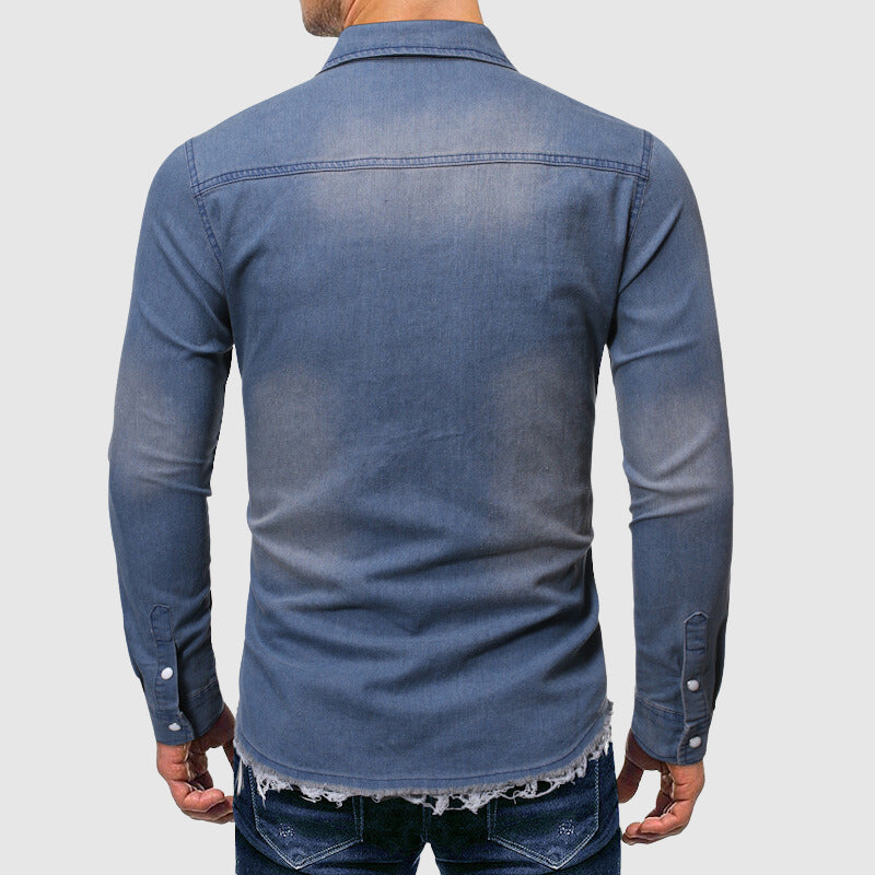 Destroyed Denim Slim Fit Shirt