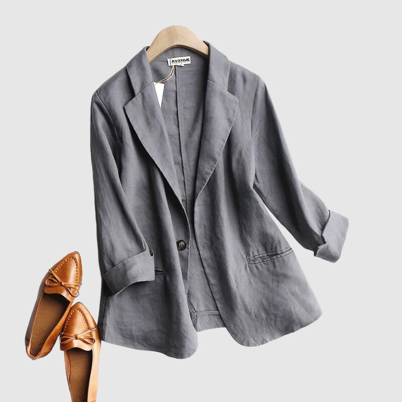 Emie Daly Chic Minimalist Linen Blazer