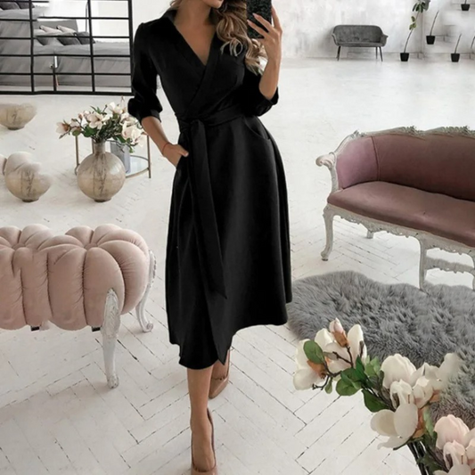 Lila | Belted Long-Sleeve Wrap Dress for Women