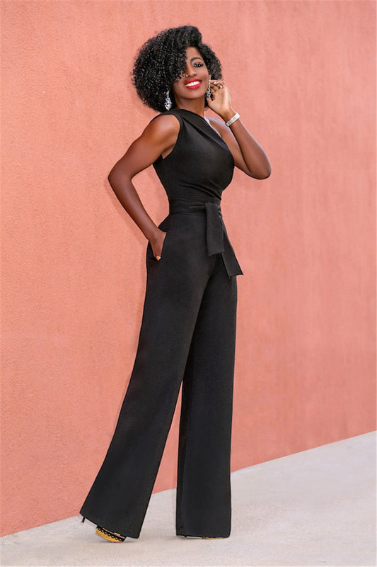 Naomi | Women's One-Shoulder Jumpsuit | Wide Leg