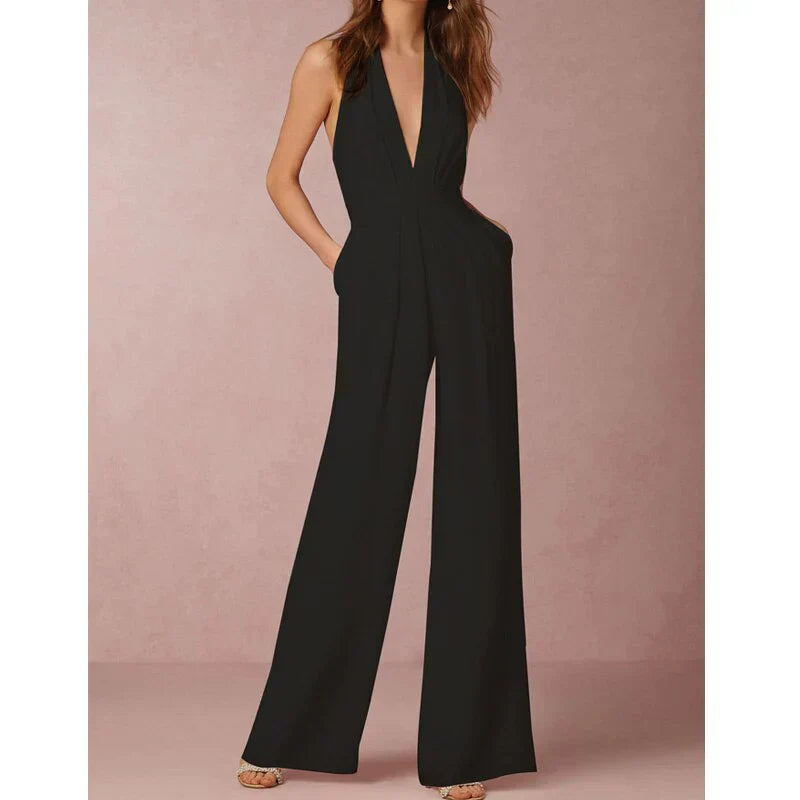 Bella | Plunging Halter Jumpsuit