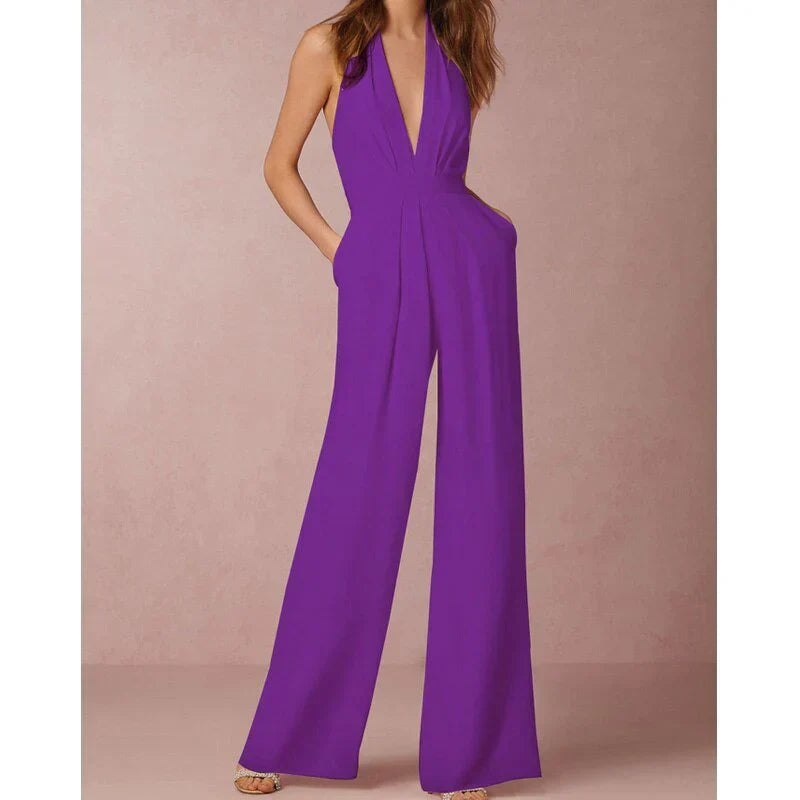 Bella | Plunging Halter Jumpsuit