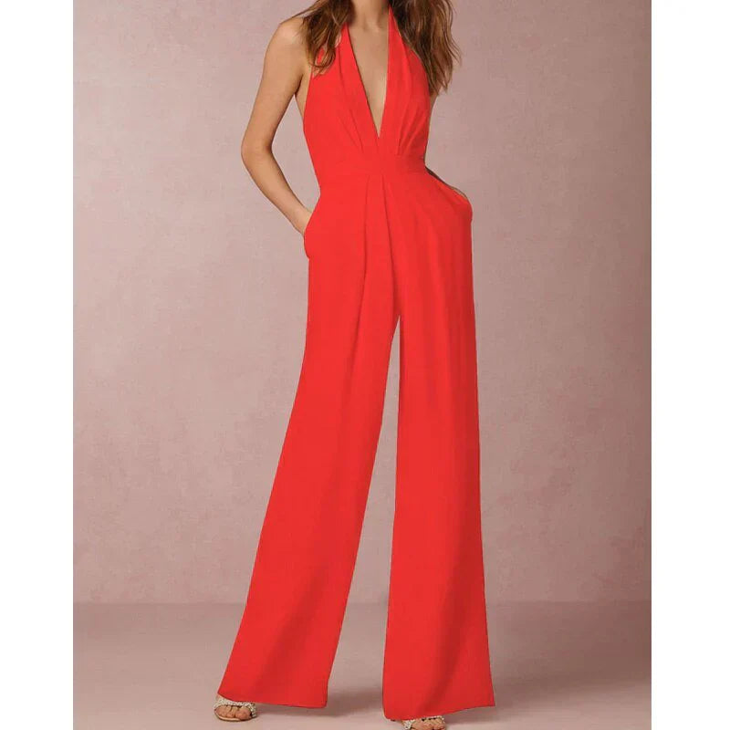 Bella | Plunging Halter Jumpsuit