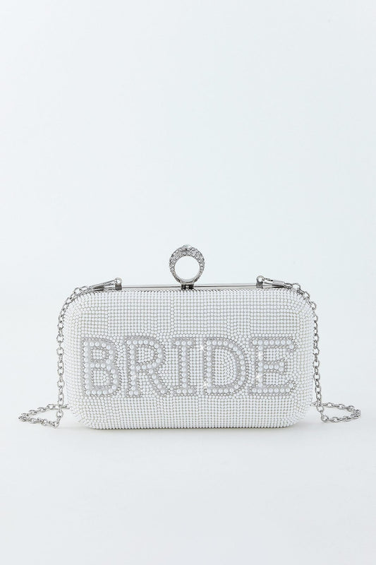 Bride To Be Sequin Clutch - White/Silver