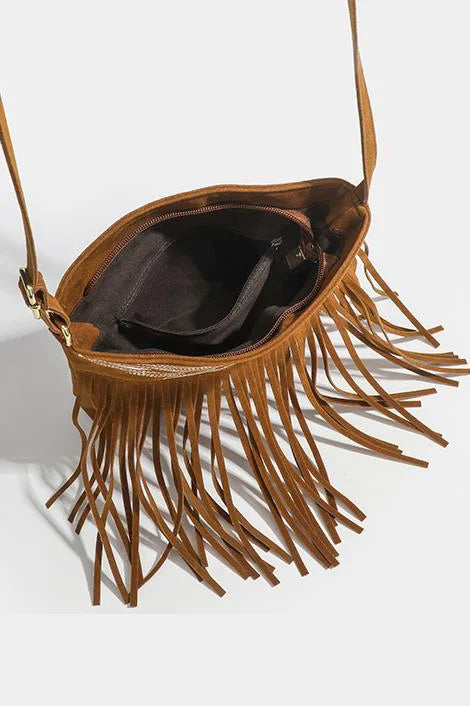 Western Cowboy Brown Fringe Crossbody Bag