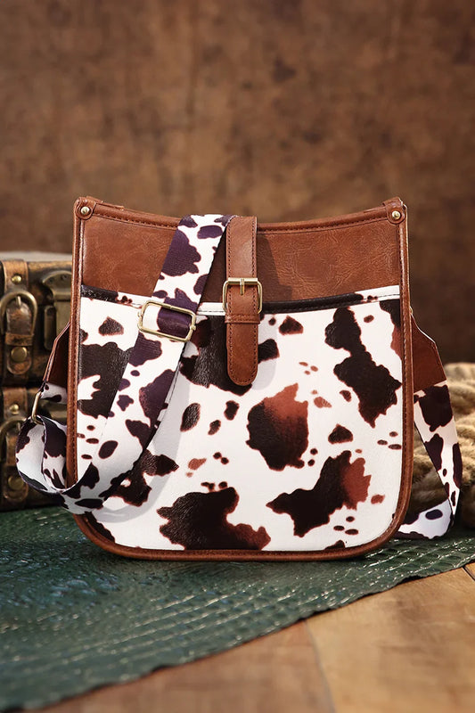 Western Cowboy Style Brown Cow Print Crossbody Bag