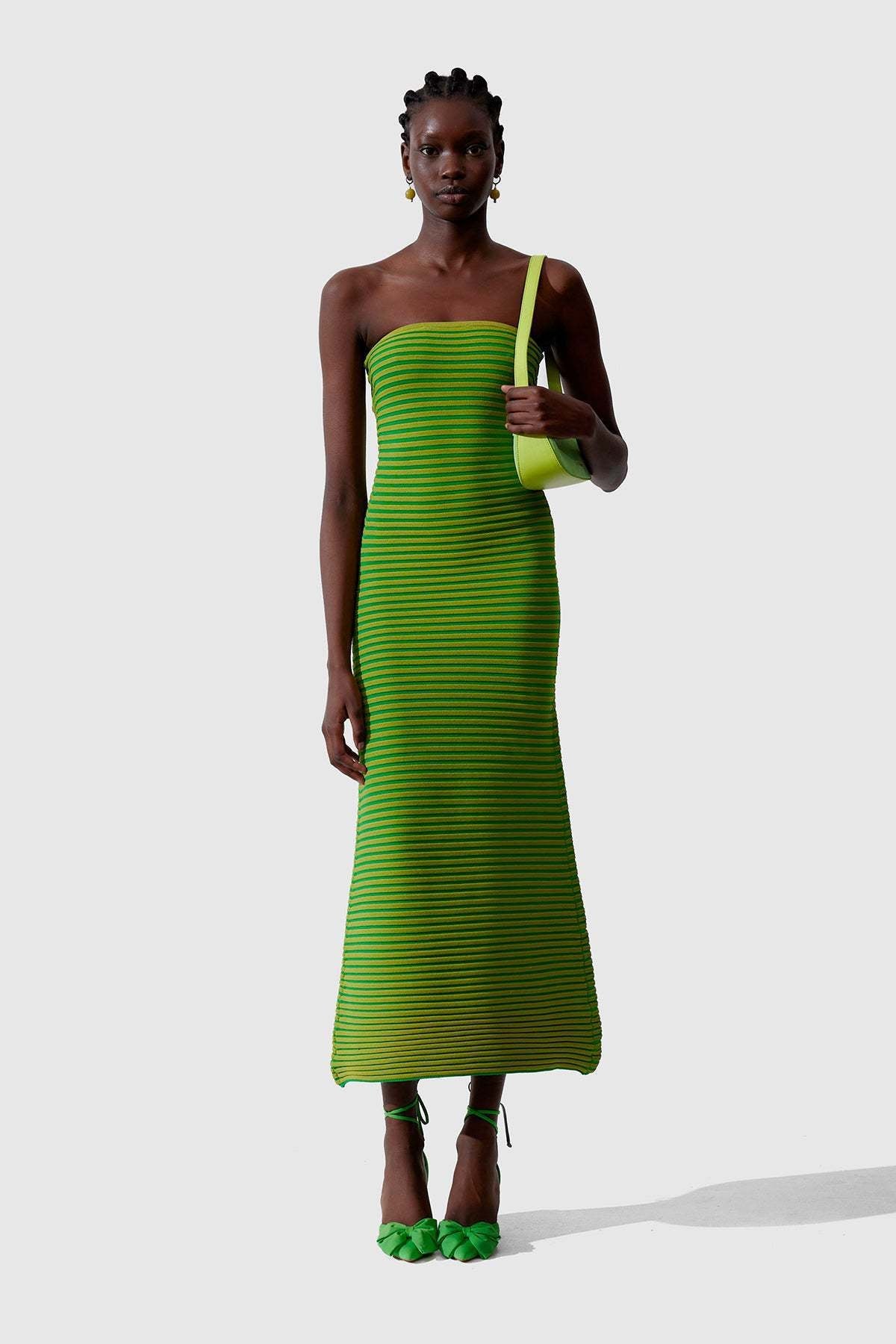 Adela Sleeveless Strip Knit Maxi Dress