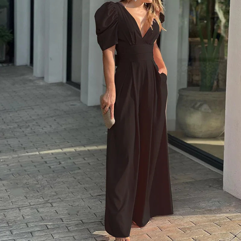 Vivian | Women's Puff Sleeve Maxi Dress | V-Neck Dress