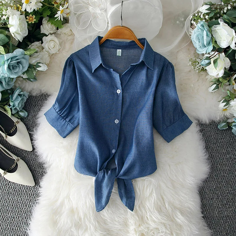 Casual blouse with bow elegance