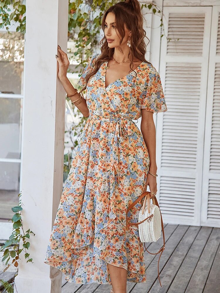 Ella | Women's Floral Wrap Dress | V-Neck Dress