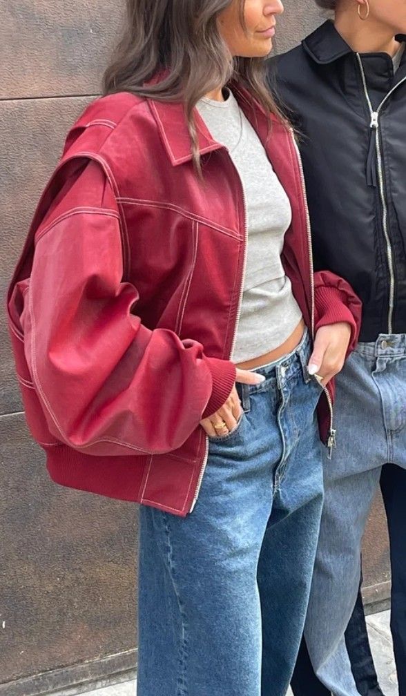 Faye™ | Oversized Lederjacke