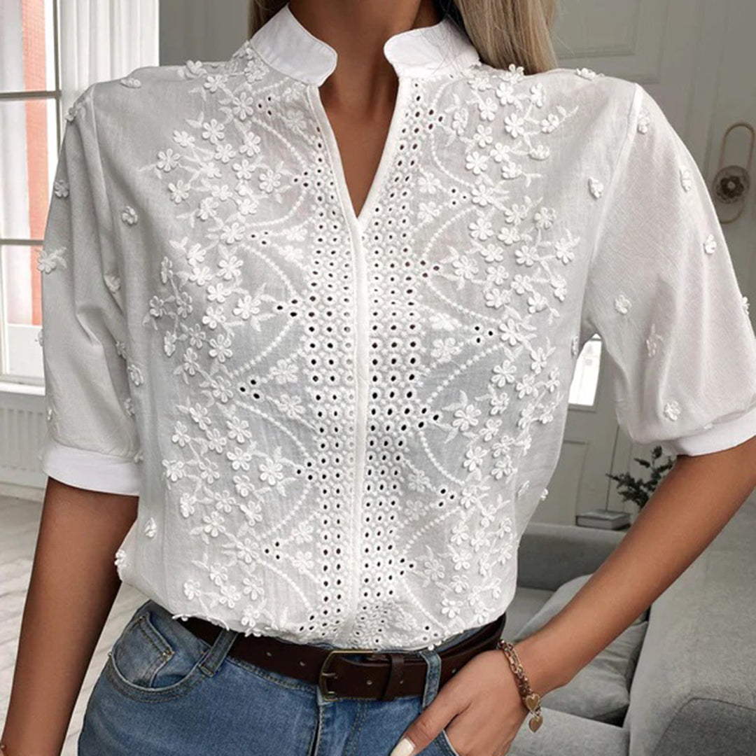 Elise | Embroidered Button-Up Blouse