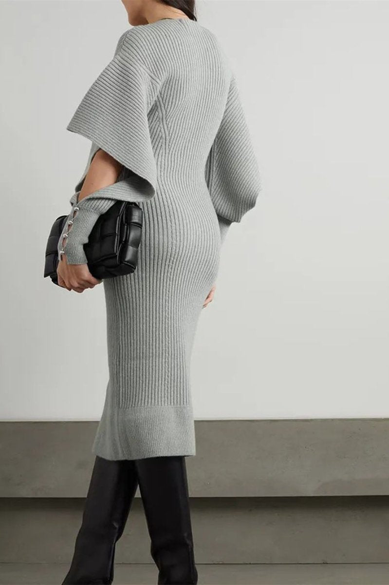 Alberta Cut-out Batwing Sleeve Midi Knit Dress