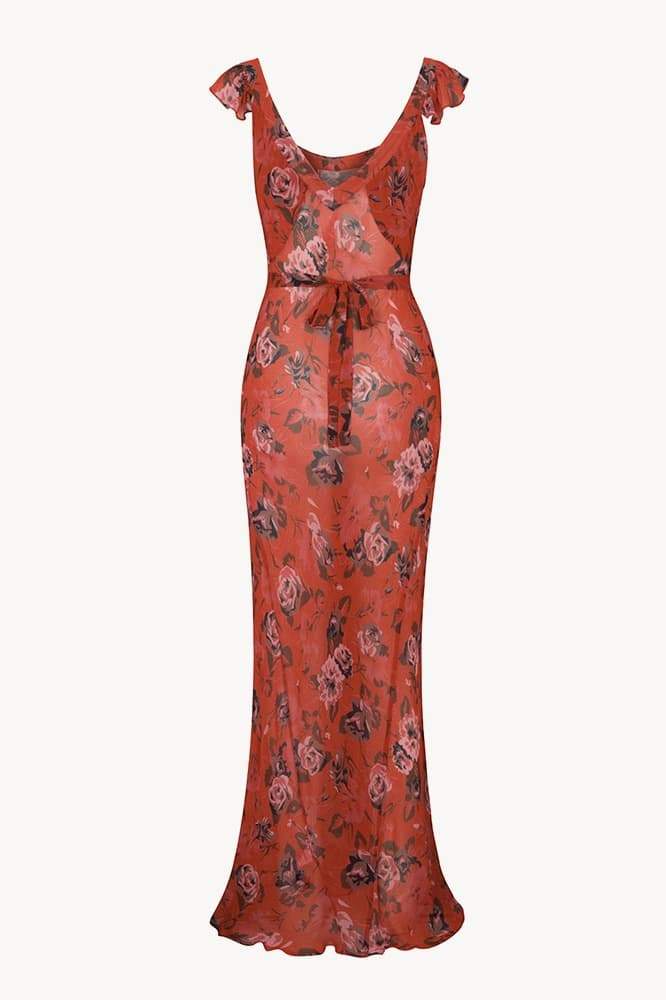 Alison Floral Printed U-Neck Maxi Dress