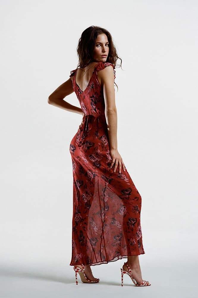 Alison Floral Printed U-Neck Maxi Dress