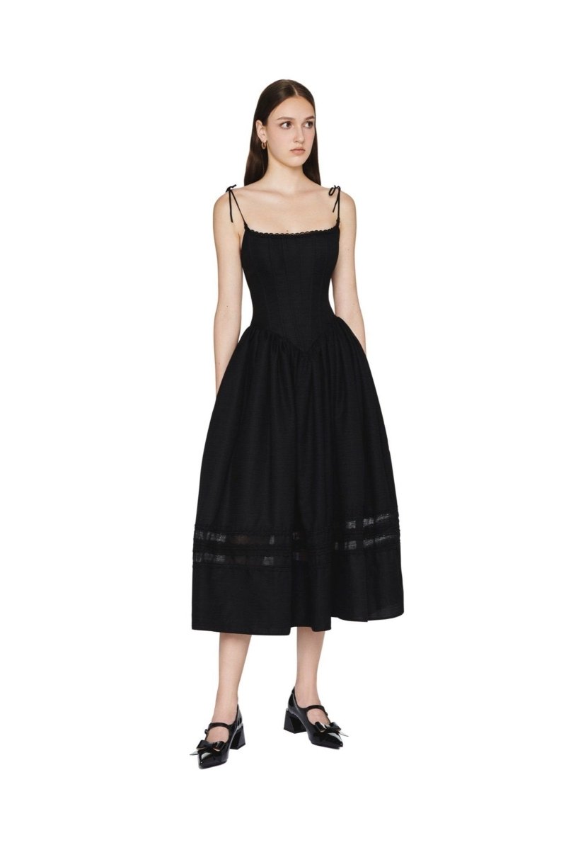 Alva Lace Trimmed A-line Midi Slip Dress