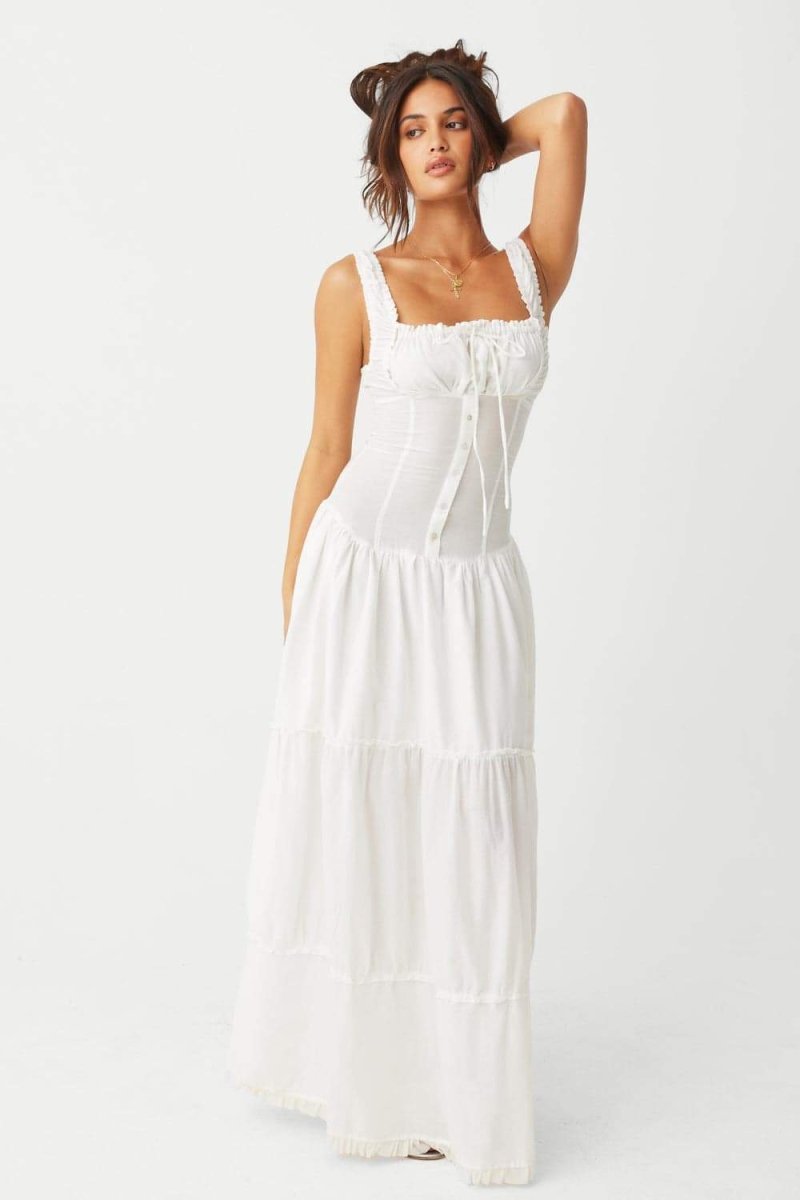 Anastasia Ruffle Semi-sheer Maxi Dress