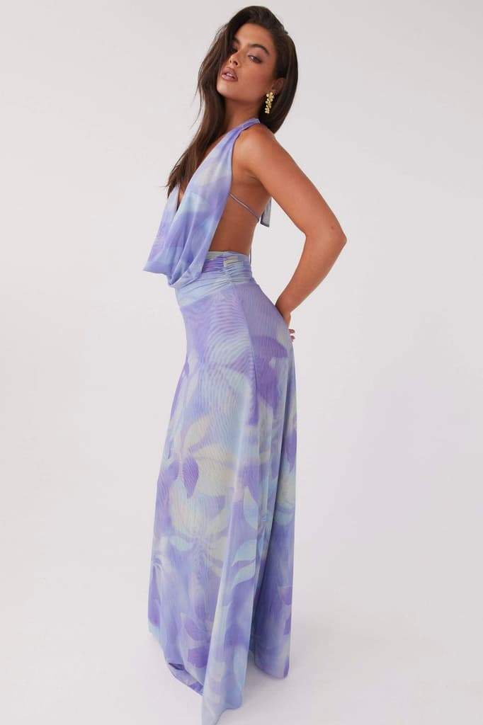 Antonia Printed Halterneck Maxi Dress