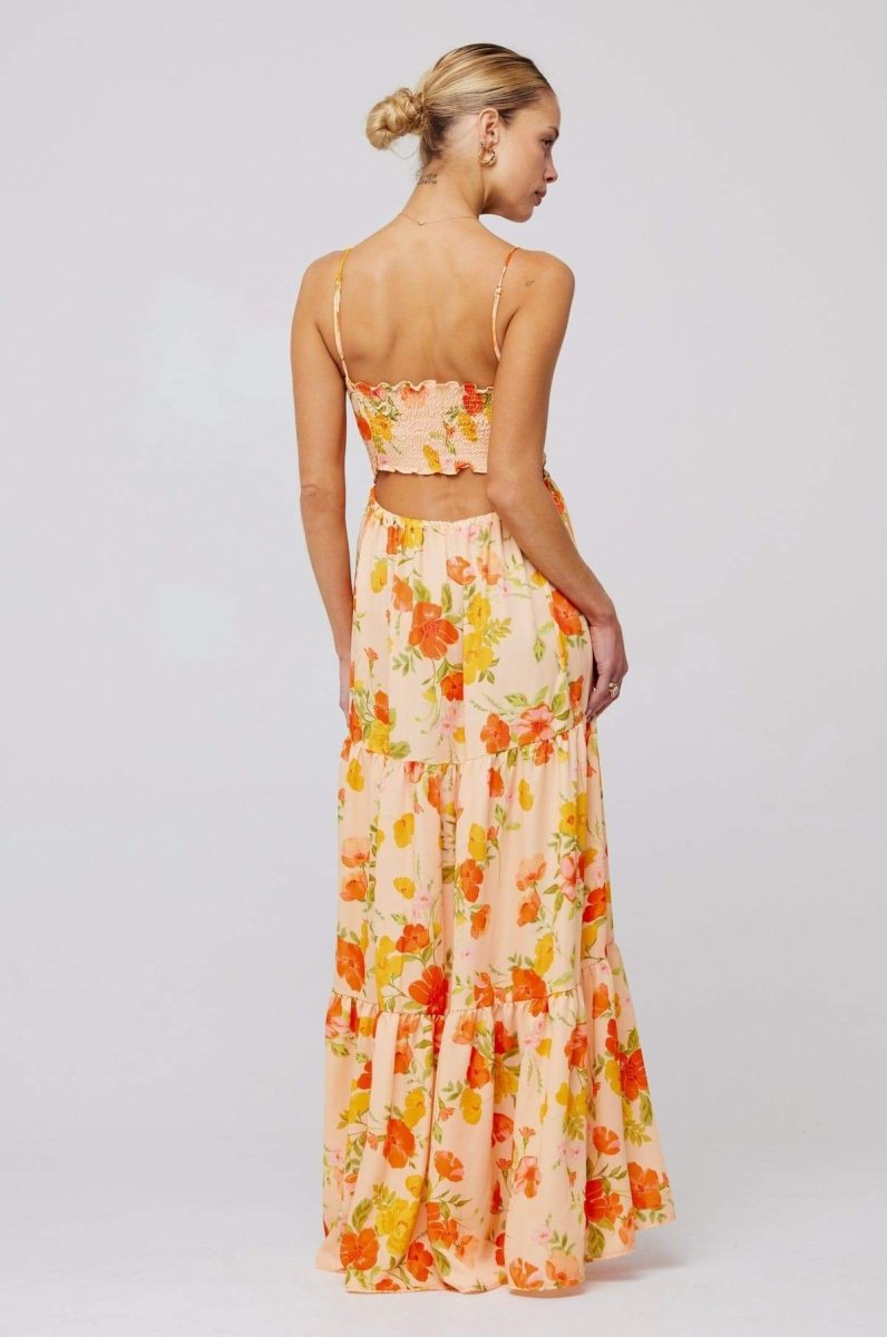 Beverly Printed Cut-out Maxi Slip Dress