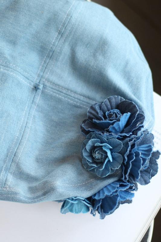 Camellia Denim Beret Hat