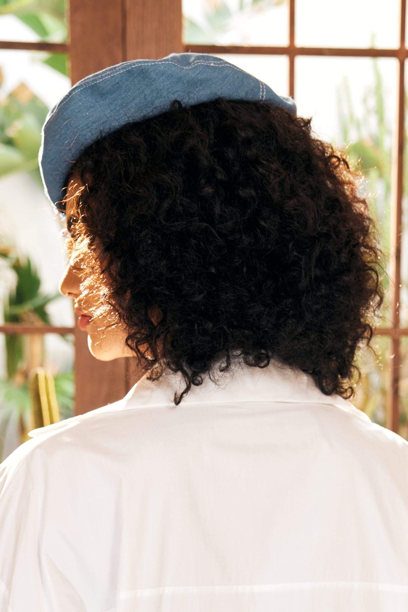 Camellia Denim Beret Hat