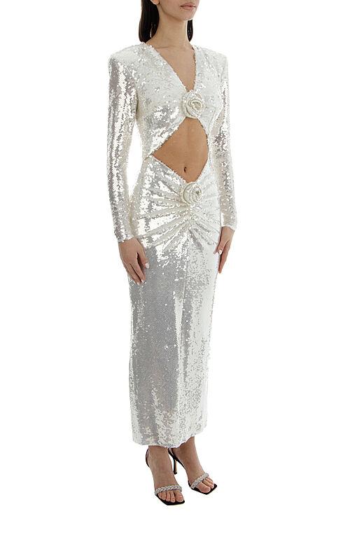 Cathy Flower Sequins Midi Dress