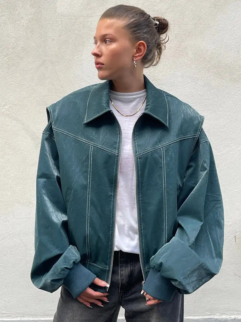 Faye™ | Oversized Lederjacke