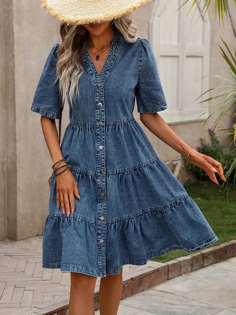 Alexia | Denim Ruffled Dress