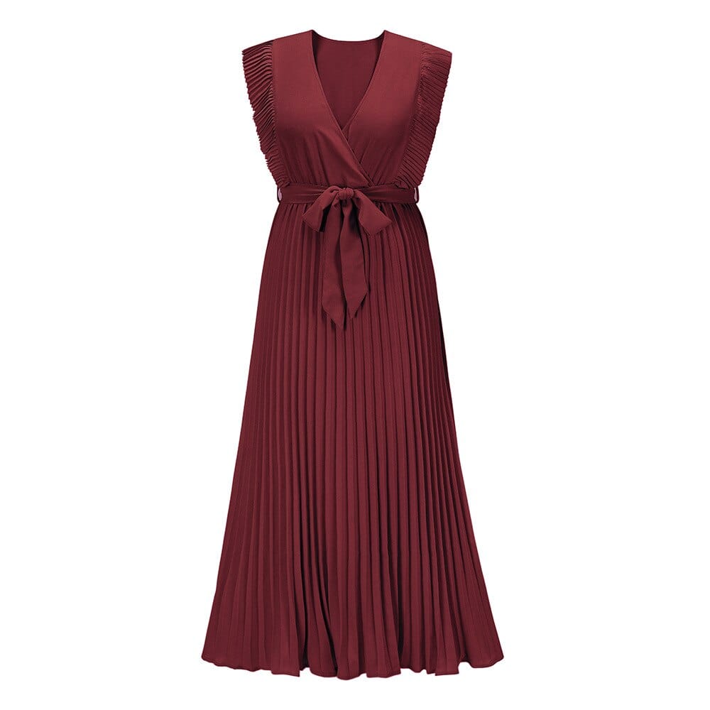 Amara | Ruffled Sleeveless Pleated Maxi Dress