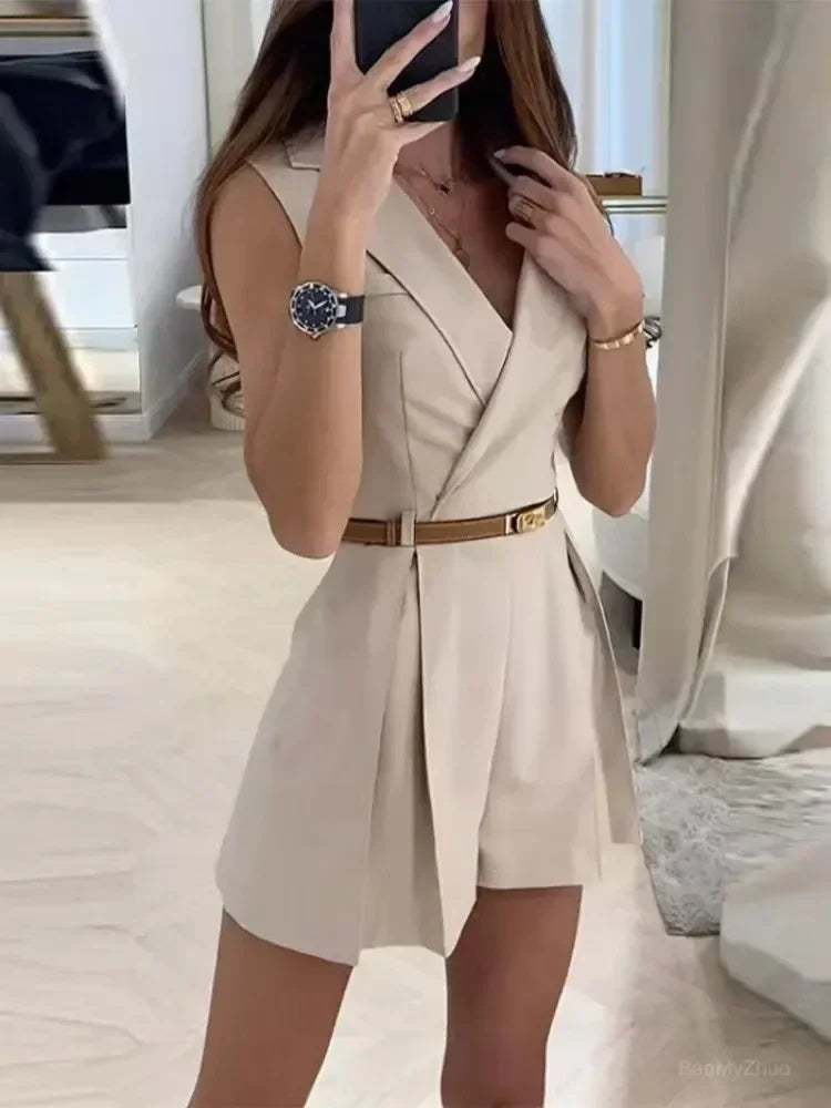 Emma | Sleeveless Belted Romper