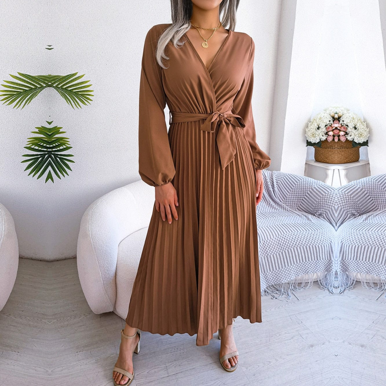 Claire | Women's Pleated Midi Dress | Long Dress