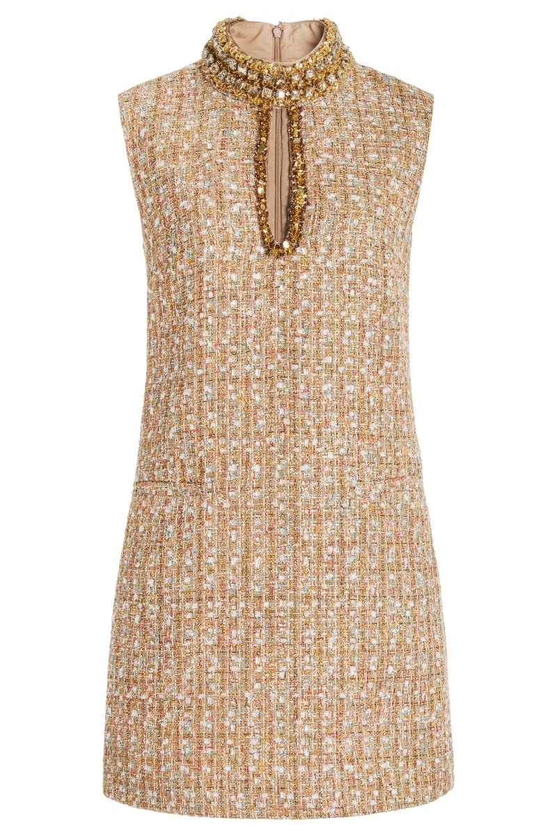 Gill Tweed Embellished Mini Tweed Dress