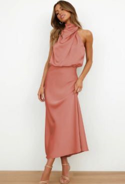 Diana | Women's Sleeveless Midi Dress | Elegant Draped Design