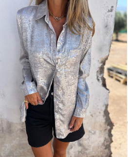 Sophia | Women's Shimmering Button-Up Blouse | Relaxed Blouse