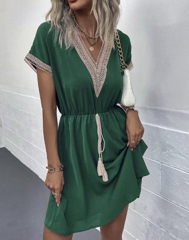 Leah | Boho V-Neck Drawstring Dress