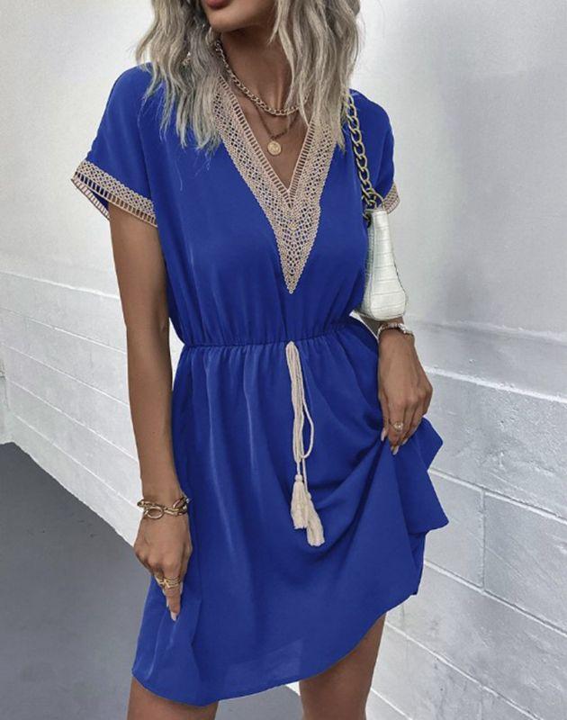 Leah | Boho V-Neck Drawstring Dress