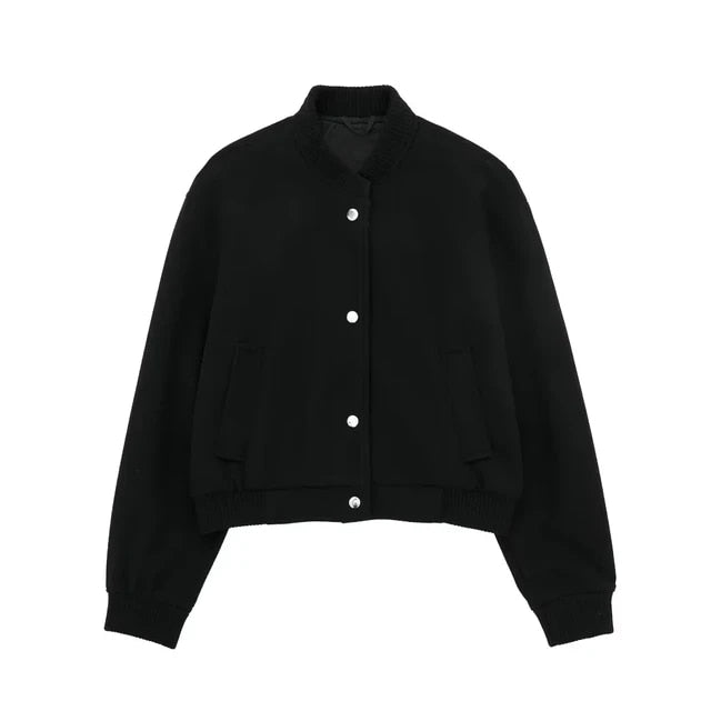 Chloe | Classic Button-Up Bomber Jacket