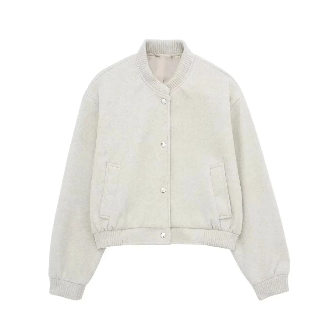 Chloe | Classic Button-Up Bomber Jacket