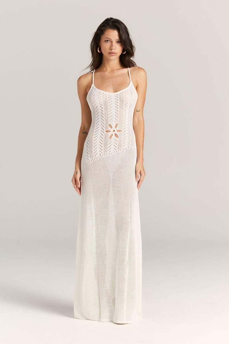 Marjorie Flower Cut-out Crochet Maxi Dress