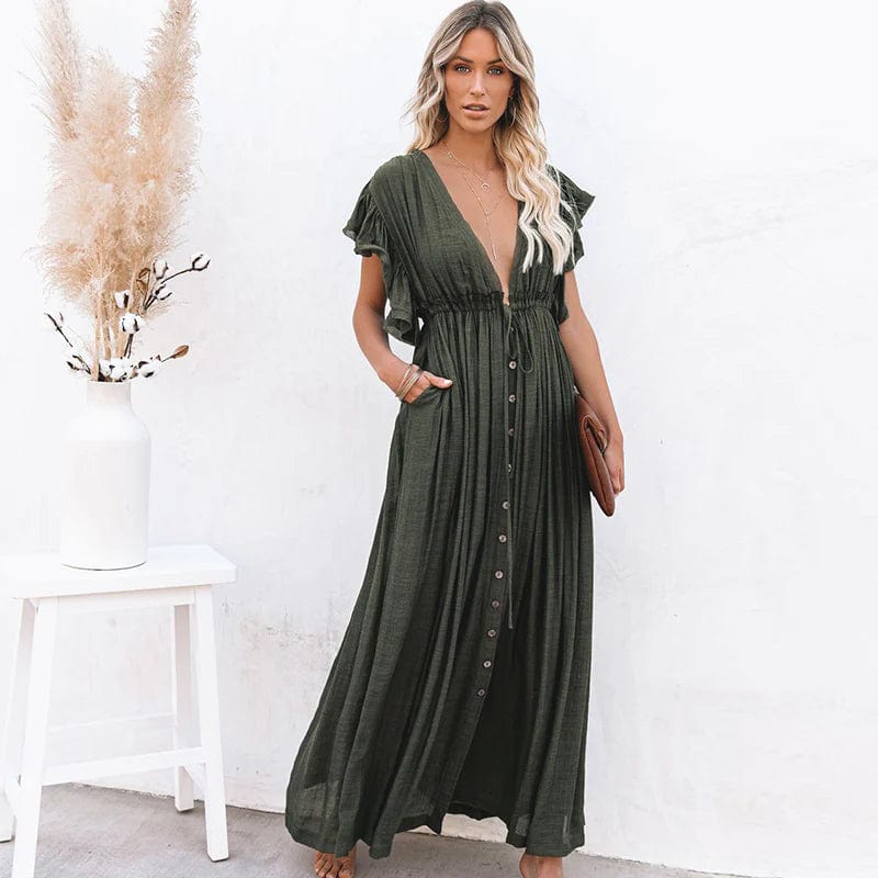 Sienna | Women's Button-Down Maxi Dress | Long Dress