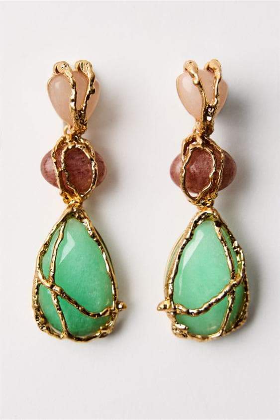 Multi Gem Dangle Earrings